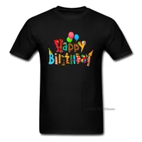 Divertido feliz cumpleaños de dibujos animados de dibujos animados de dibujos animados Camiseta de regalo de los hombres más tamaño fresco negro manga corta Tops Tops TEES 210707