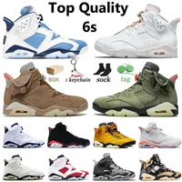 Nike Air Jordan Retro 6 Jordan6s Con scatola scarpe da basket Jumpman 6 6s VI 2021 Sneakers Bianco Off Travis British Khaki Mens Donne da uomo Fornitori taglia 36-47