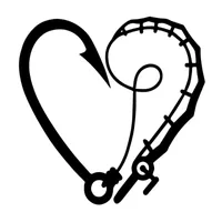 Car Stickers Heart-shaped Fish Hook Rod Decoration Accessories Decals Creative Black/white,15cm*15cm