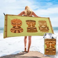 Quick Seco Toalha de Praia Hawaiiana Tiki Máscara Tribal Banho De Banho Natação Personalizada Areia Livre