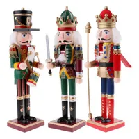 3 pçs / lote 30 cm de madeira nutcracker figurine madeira nutcracker soldado modelo decoração de casa enfeites de natal decoração bonecas g0911