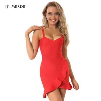 Sexy Strap Ramię Backless Red Mermaid Bodycon Bandage Dress 2021 Lato Damska Designer Fashion Club Party Vestido Casual Dresses