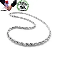 Chains OMHXZJ Wholesale Personality Fashion Unisex Party Wedding Gift Silver 4MM Rope Chain 925 Sterling Necklace NC186