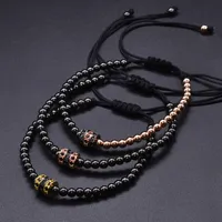 Cool Summer Zircon Bracelet Bangle Strands Bracelets for Women Gold Caps Micro Pave Cz Beads Twisted Macrame Valentine Gift