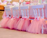 2021 In Stocks Different Colors Wedding Chair Covers Elegant Bow Tulle Tutu Chairs Sashes Decorations Skirts ZJ0174758017