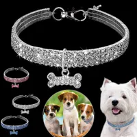 Comfortabele halsband Glitter Hart Bong Bling Rhinestone Dog Collars Leuke Zinklegering Gesp-halsbanden voor Kleine Honden Katten