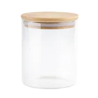 Garrafas de armazenamento JARS 1 PC Alto frasco de vidro Borossilicato selado Recipiente de alimentos transparente com tampa de bambu para (450ml)
