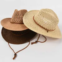 المرأة الصيف قبعة للجنسين حماية الشمس كاب أنثى الأعلى شقة بريم شاطئ سترو مع حزام الذقن 210531