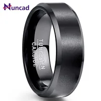 Nuncad 8mm Verkauf von Wolframkarbid Ring Engagement Schmuck Ring Bague Homme Klassische Schwarz Matte Oberfläche Wolfram Steel 201218