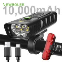 Boler Mocny 10 000 mAh Light Rower 5 LEDS USB Akumulator T6 Latarka rowerowa MTB Akcesoria rowerowe jako Bank Power 220210