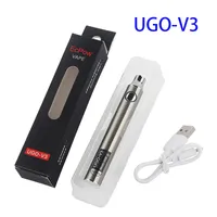 UGO V3 vape 펜 배터리 650mAh 900mAh vape 펜 배터리 USB 케이블 510 스레드 배터리 2V 가변 전압 vapes 카트리지에 대 한 배터리