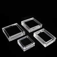 2021 Clear Acrylic Square Gem Gemstone Holder Pärlor smycken Displayboxar Bröllop Diamond Lagring Fodral med magnetisk täckning