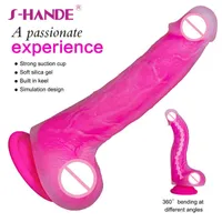 NXY Dildos SHANDE Big Dildo Suction Cup Realistic Penis Soft Long for Women Silicone Huge Dick Female Adult Sex Toys Built in Keel 1120