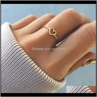 Anillos de banda Entrega de gotas 2021 mujeres delicadas anillo hueco del corazón para pareja Promesa de boda Infinity Eternity Love Jewelry Boho Anillos Mujer BFF