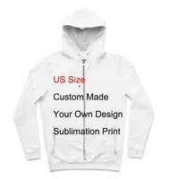 Heren Hoodies Sweatshirts Groothandel Real American Us Size Unisex Custom Sublimation Print Plus Zipper Up Gratis DHL FedEx Ups