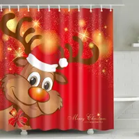 Shower Curtains Christmas Bathroom Curtain 3D Print Santa Claus Deer Tree Waterproof Bath With Hooks Cortinas
