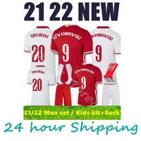 2021 Soccer Jersey Polos Home Away T Shirts 21 22 Red White Piszczek Milik Polen Jeugdkinderen Lewandowski Jerseys Adult Kids Kit voetbaluniformen Jerseys
