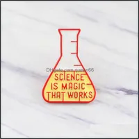 Pins broches joyas creativas de medición para hacer experimentos "ciencia es magia que funciona" Decoraciones de la solapa de caricatura especial