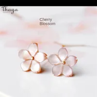 Thaya 925 Boucles d'oreilles en fleur de cerisier en argent sterling Hypoallergénique Femme Fille Hypoallergénique Boucle d'oreille élégante mode tendance 210618