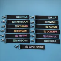 Anahtarlıklar KPOP Süper Junior Elf Leeteuk Heechul Yesung Kangin Renkli Telefon Touw Adı Şerit S Hanger
