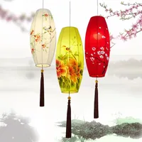 Lampe bedeckt Schatten chinesischer klassischer kreativer kreativer handbemalte Stoff Taille Drum Lampe Feste Farbe