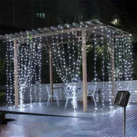 LED Outdoor Solar Lamp String Lights Curtain Garland for Year Christmas Decorations Solar Garden Fairy Light Waterproof 220120