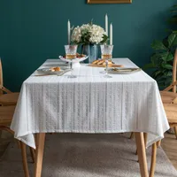 Fsislover vit spetsduk bröllop dekoration tyg bomull linne lock för bord mantel mesa nape de bord