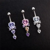 Sexy Piercing Navel Nail Body Jewelry AAA Cubic Zirconia Heart Pendant Crystal Belly Button Rings for Women Girls