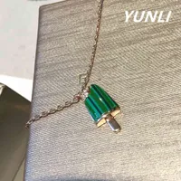 Yunli 2021 Moda Naszyjnik Designer Marka Peacock Kamień Zielony B V Listy Prezent Letnie Luksusowe 925 Srebrna Biżuteria