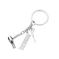 Schlüsselanhänger 1 stück Mode Friseur Haartrockner Schere Kamm Charme Anhänger Keychain Schlüsselanhänger Kreative Zubehör (Silber)