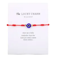 7 noeuds Blue Evil Eye Bracelet Carte de papier Bracelet Réglable Lucky Red String Bracelets Couple Bijoux Bracelet d'amitié 1PSC / Set