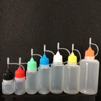 Botella de aguja 5ml 10ml 15ml 20ml 30ml 50 ml estilo de PE suave botellas de plástico para goteros de plástico Tapas de prueba de niños LDPE E líquido Botella vacía con puntas de metal