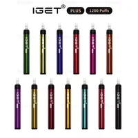 Engångs E-cigaretter 100% Original IGET Plus Vap Pen Starter Kit 1200 Puffs 4.8ML Patron 13 Färger VS Gunnpod XXL Shion Nova E-CIG