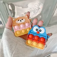 Mini Funny Fidget Zabawki Dla Dzieci Push Bubble Sensory Unicorn Dinozaur Niedźwiedź Dog Toy Brelok Ring Anti-Stres Autyzm Specjalny