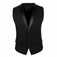 Gilet da uomo Black Men Suit Vest Gilet Quattro pulsanti Grigio Moda Modo Gilet da sposa Single Breasted Mens Giacca senza maniche