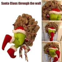 Il ladro Natale ghirlanda decorazioni Grinch ha rubato natale burlap corona ghirlanda ghirlanda regalo divertente per bambini amici home decor