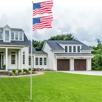US Stock Usa Flag Flagpole 키트 엄숙한 야외 장식 단면 극 미국 내구성 흰색 Halyard 로프