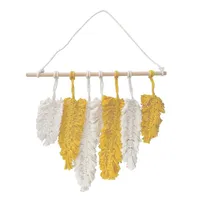 椅子は手作りのマクラメの壁を吊るし羽毛綿織り葉のリビングルームヘッドボードドアポーチハンギングボーホン装飾タペストリー