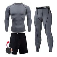 Hommes Compression Set T-shirt à manches longues MMA Pantalon serré Hommes Fitness Bodybuilding Vêtements Crâne Top RashGuard Sport Suit Hommes 211023
