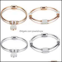 Bangle Bracelets Jewelry Rose Gold Plated Magnetic Clasp Stainless Steel Micro Pave Round Charm Bracelet Drop Delivery 2021 0Humk