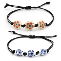 Mode Einfache Frauen Armband, Keramik Blume Zierlich Blau, Handgewebe Dehnungslinie, kleines frisches Armband, Beautifu perlen, Strangs