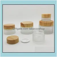 Packaging Bottles Packaging, Printing & Office School Business Industrial Frosted Glass Cream Jars Bottle With Bamboo Wooden Plastic Lids Di