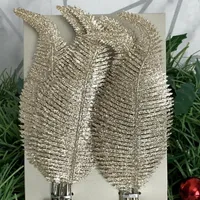 6pcs Clip de decoración del árbol de navidad en la pluma Glittery Baubles Adorno Fiesta