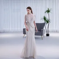 100% Real Image Designer Mermaid Prom Dresses Luxury Crystal Beading Formal Long Vestidos De Novia Spring Party Evening Gowns Robe De Mariée