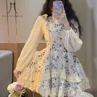 Robe décontractée Heydress Femmes Hiver Lolita Kawaii Robe Femme Floral Patchwork Vintage Party Mini Print Coréen Fashion Y2K Retro Retro