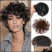 Pelucas sintéticas Productos para el cabello PageUR onda corta Topper humano con un clip de flequillo en Black Brown Natural Fake Pieces para mujeres Drop Party 2021
