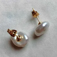 Trend Freshwater Raw Pearl Stud Earrings Anti-allergic 925 Silver 18K Gold Plated Baroque Jewelry for Women Drop 220121