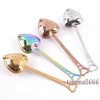Stainless Strainer Heart Shaped Tea Infusers Teas Tools Teas Filter Reusable Mesh Ball Spoon Steeper Handle Shower Spoons 0303