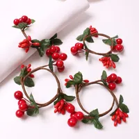 Servettringar 6st DIY handgjorda bärkrans ringer röd hållare bröllop gåva brudduschdekor fest tillförsel till jul