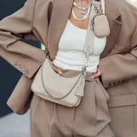 Tre stycken Set axelväskor hobos 2023 Luxurys designers handväska messenger kvinnor totes mode crossbody plånbok ladychest composite kedjor duk